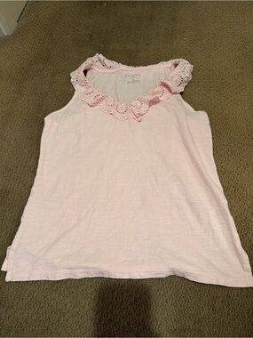 Talbots Light Pink Eyelet Ruffle Tank Top - Girls